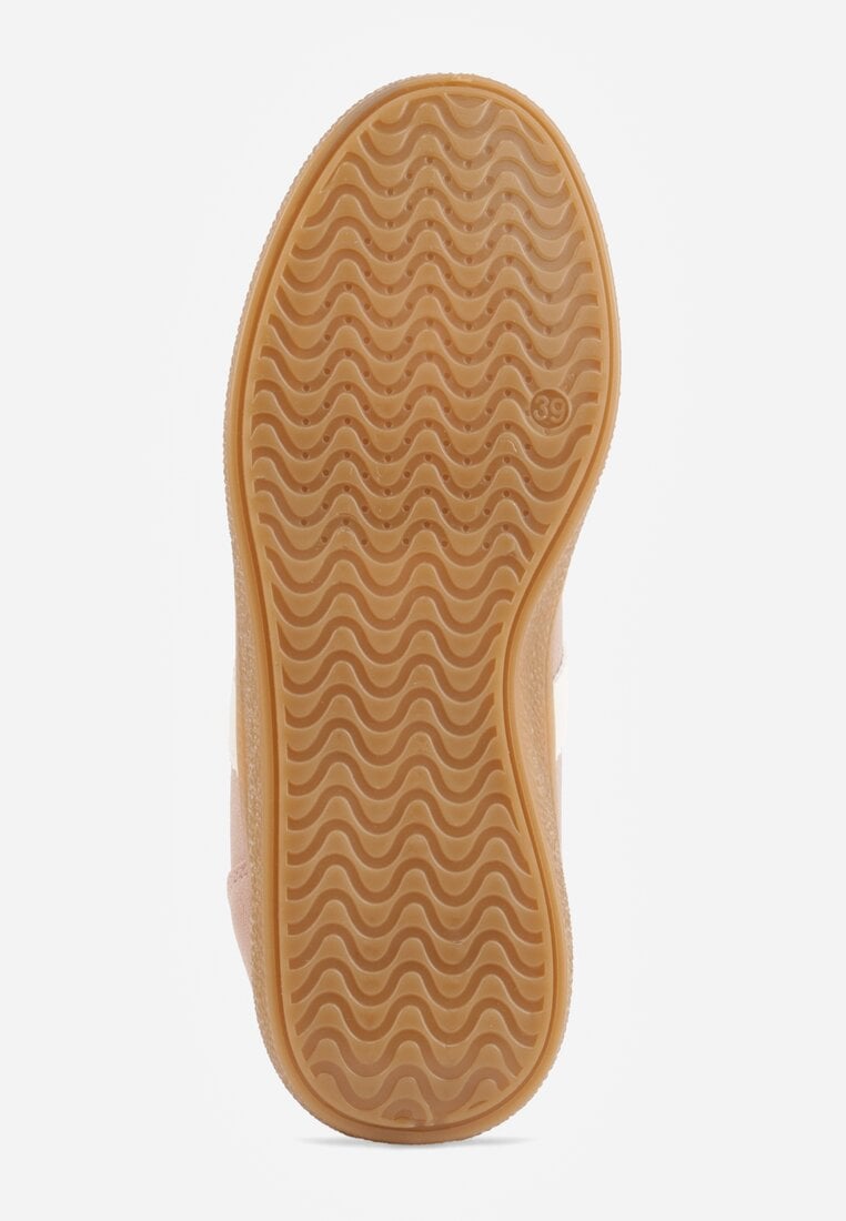 Różowe Sneakersy Typu Tenisówki Ozdobione Paskami po Bokach Fefia