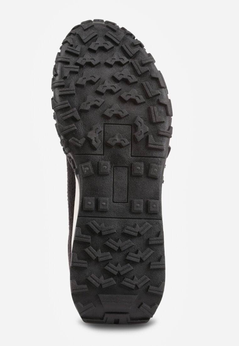 Czarne Sneakersy z Futurystyczną Tłoczoną Podeszwą i Geometrycznym Wzorem Emalorine