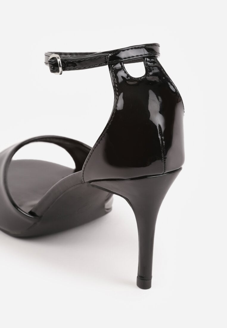 Czarne Eleganckie Sandały na Szpilce z Paskiem z Klamerką Berose