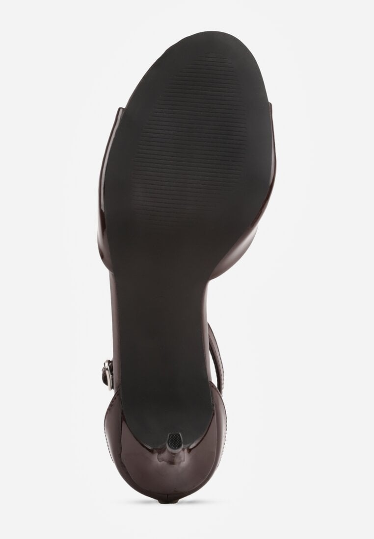 Brązowe Eleganckie Sandały na Szpilce z Paskiem z Klamerką Berose