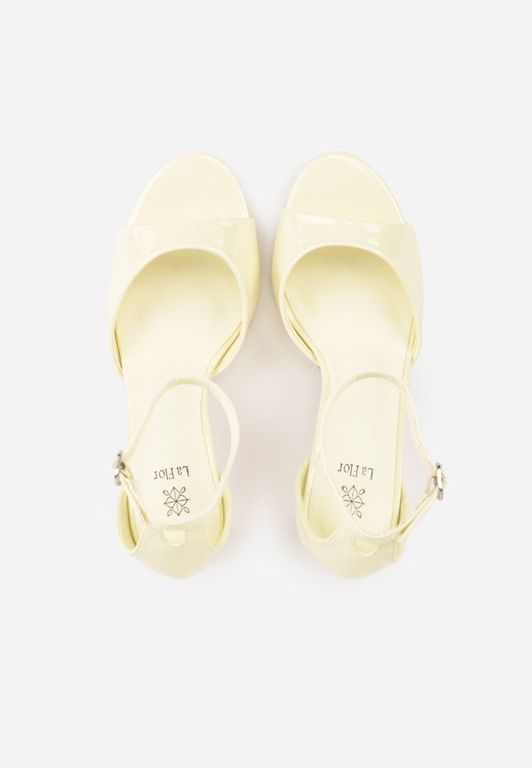 Żółte Eleganckie Sandały na Szpilce z Paskiem z Klamerką Berose