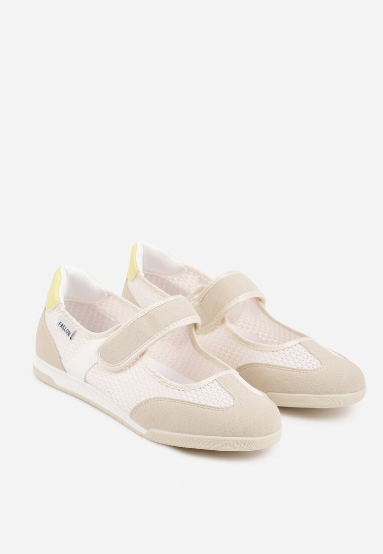 Beżowe Tenisówki Typu Sneakeriny Ozdobione Napisem Emirinne