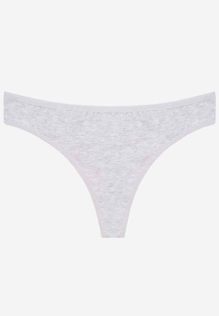 Szare Gładkie Majtki Stringi z Bawełną Chrysile