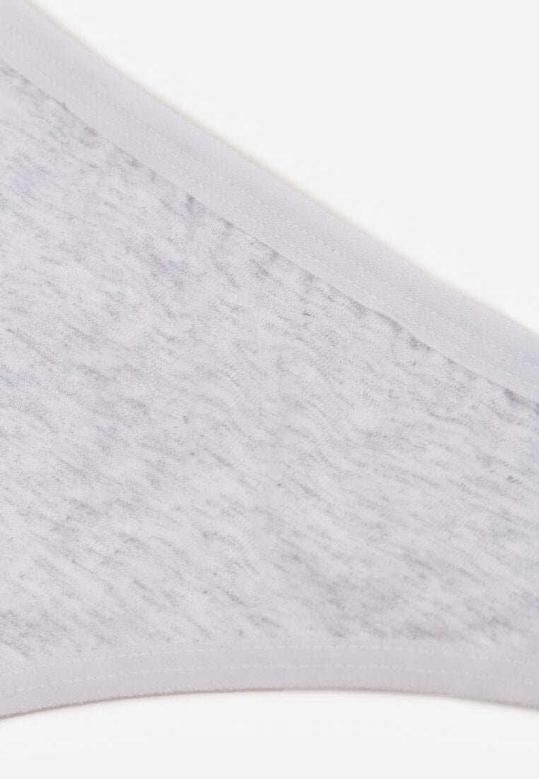 Szare Gładkie Majtki Stringi z Bawełną Chrysile