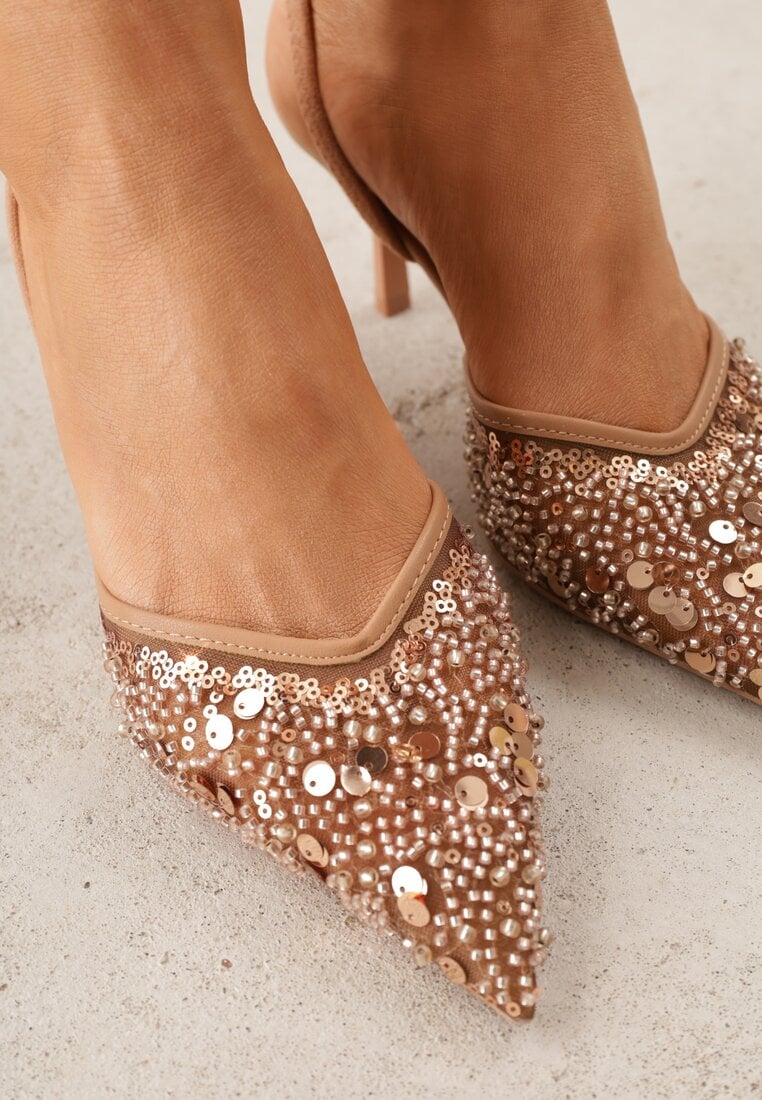 Pantofi stiletto Vikiraie Bej închis