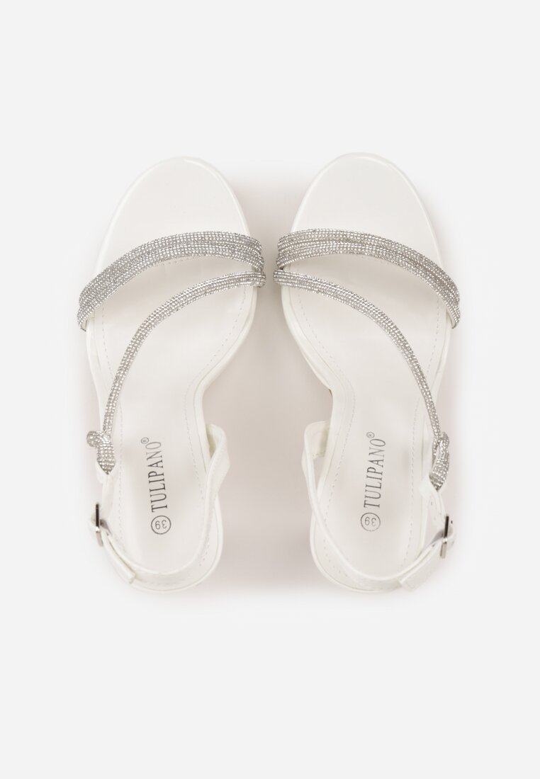 Białe Szpilki Sandały z Cyrkoniowymi i Transparentnymi Paskami Vikirissa