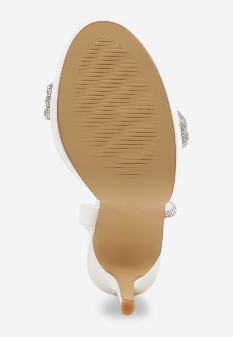 Białe Szpilki Sandały z Cyrkoniowymi i Transparentnymi Paskami Vikirissa