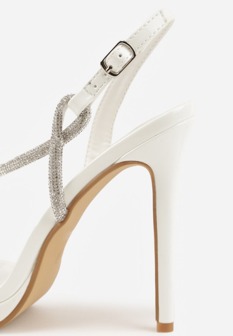 Białe Szpilki Sandały z Cyrkoniowymi i Transparentnymi Paskami Vikirissa