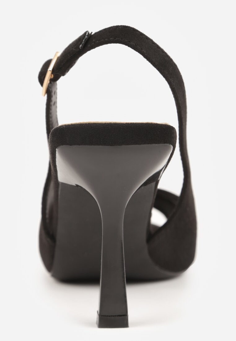 Czarne Sandały na Szpilce z Wycięciem na Palce i Odkrytą Piętą Zitissa