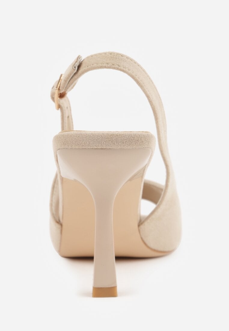 Beżowe Sandały na Szpilce z Wycięciem na Palce i Odkrytą Piętą Zitissa