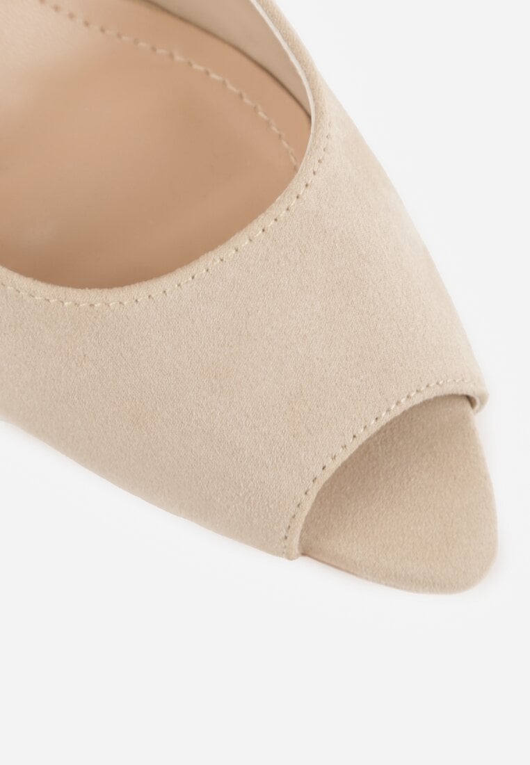 Beżowe Sandały na Szpilce z Wycięciem na Palce i Odkrytą Piętą Zitissa