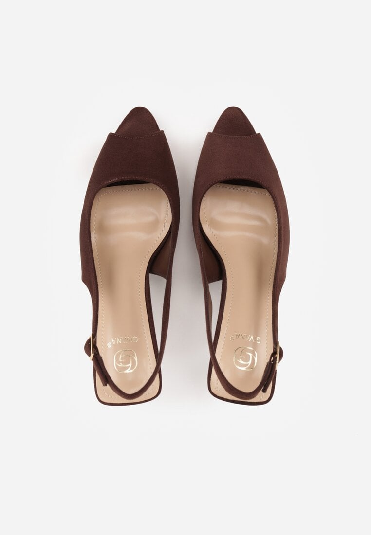 Brązowe Sandały na Szpilce z Wycięciem na Palce i Odkrytą Piętą Zitissa