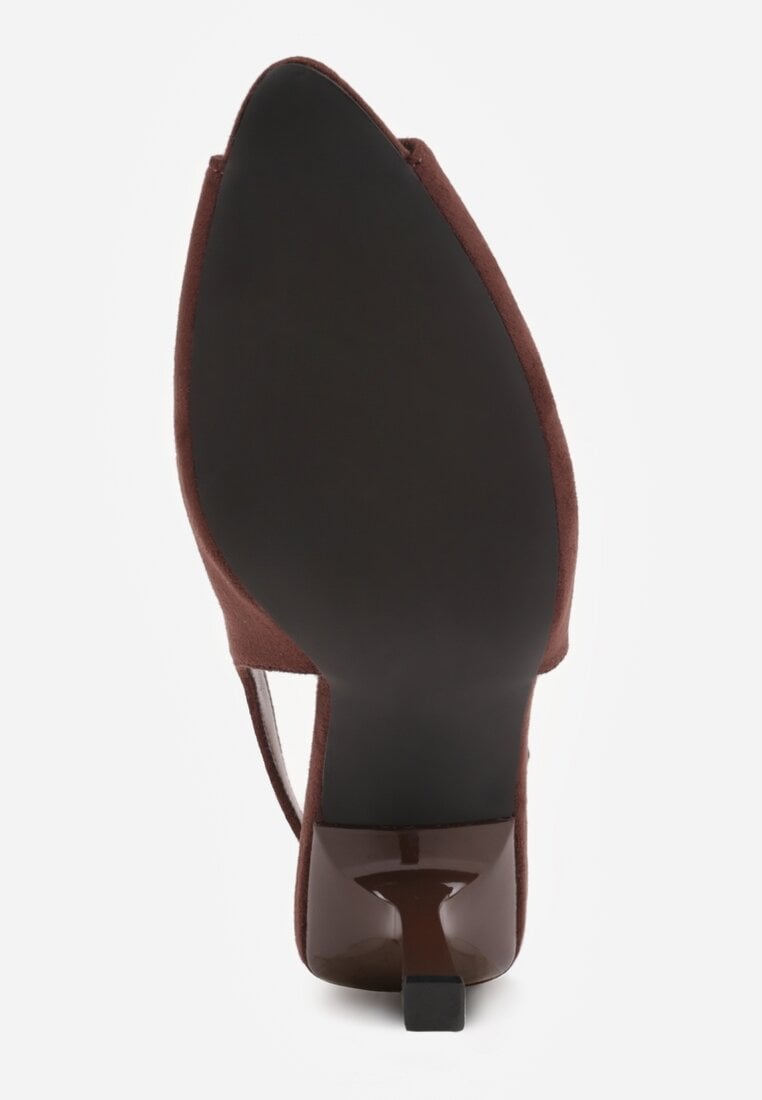 Brązowe Sandały na Szpilce z Wycięciem na Palce i Odkrytą Piętą Zitissa