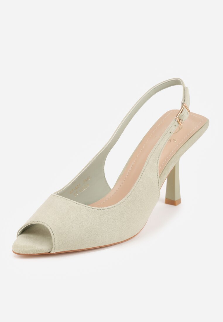 Zielone Sandały na Szpilce z Wycięciem na Palce i Odkrytą Piętą Zitissa