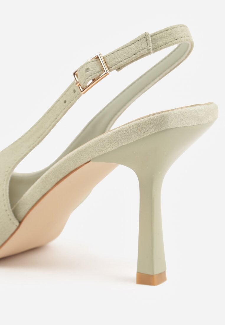 Zielone Sandały na Szpilce z Wycięciem na Palce i Odkrytą Piętą Zitissa