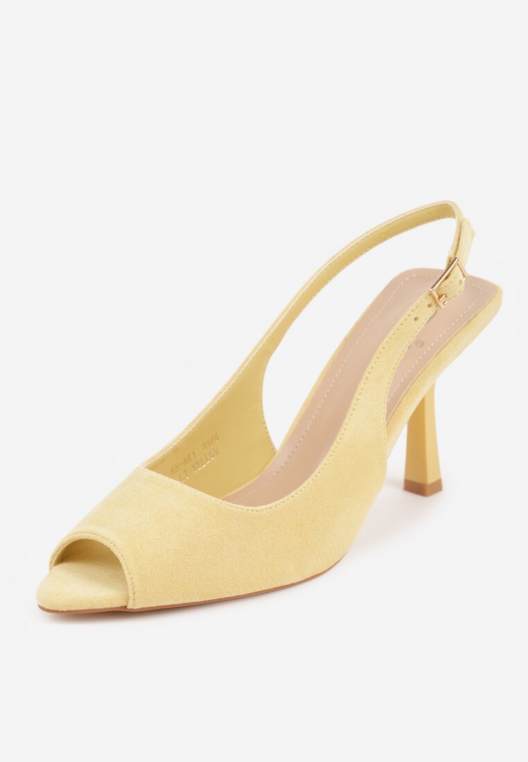 Żółte Sandały na Szpilce z Wycięciem na Palce i Odkrytą Piętą Zitissa