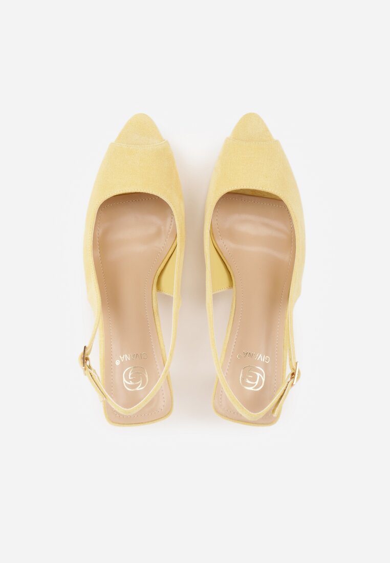 Żółte Sandały na Szpilce z Wycięciem na Palce i Odkrytą Piętą Zitissa