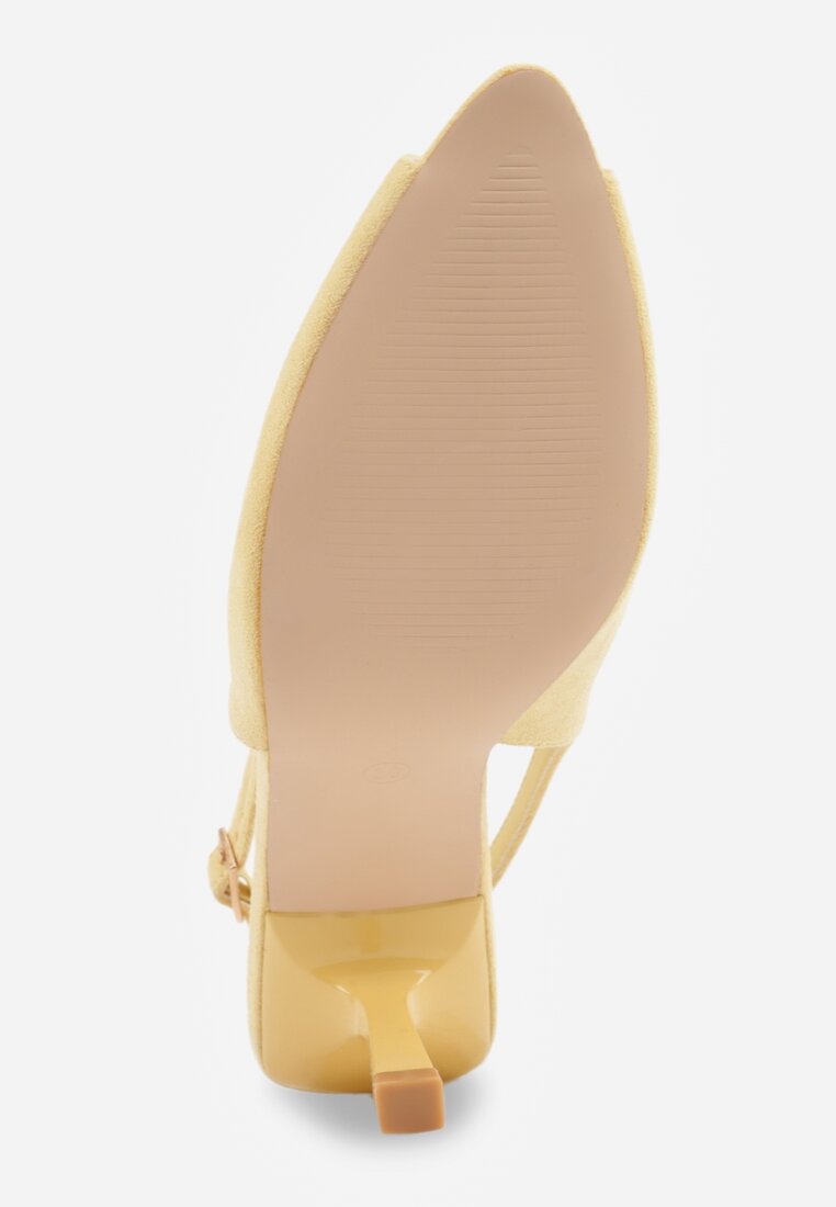 Żółte Sandały na Szpilce z Wycięciem na Palce i Odkrytą Piętą Zitissa