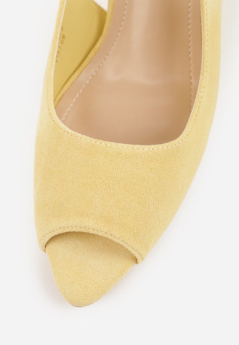 Żółte Sandały na Szpilce z Wycięciem na Palce i Odkrytą Piętą Zitissa