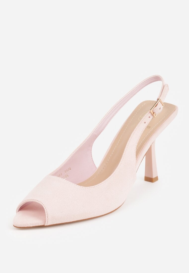 Różowe Sandały na Szpilce z Wycięciem na Palce i Odkrytą Piętą Zitissa