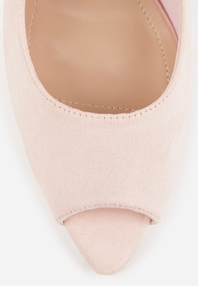 Różowe Sandały na Szpilce z Wycięciem na Palce i Odkrytą Piętą Zitissa