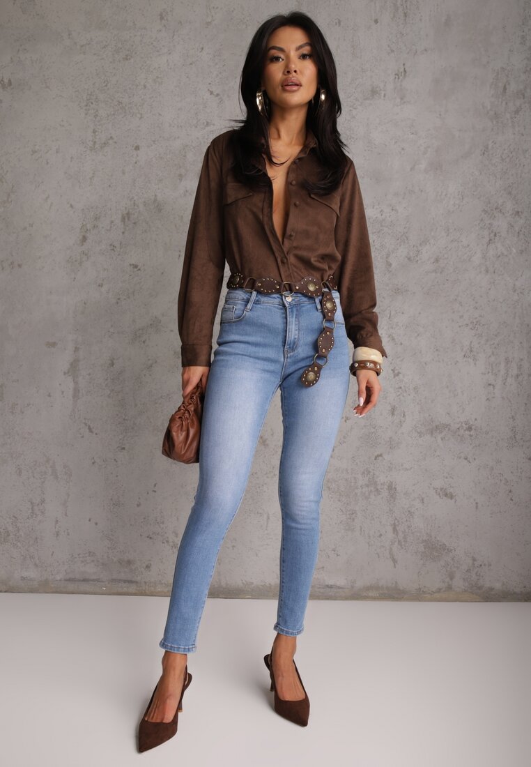 Niebieskie Jeansy Skinny z Bawełną Push-Up Erilessa