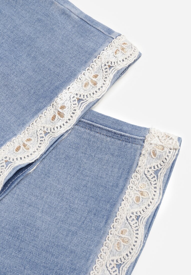 Niebieskie Jeansy z Bawełną i Koronką przy Nogawkach Neathlin