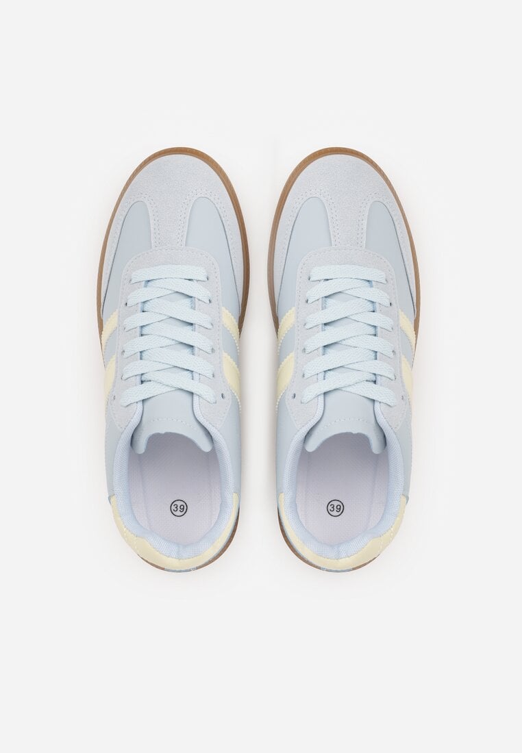 Granatowe Casualowe Sneakersy na Płaskiej Podeszwie z Paskami Jereria