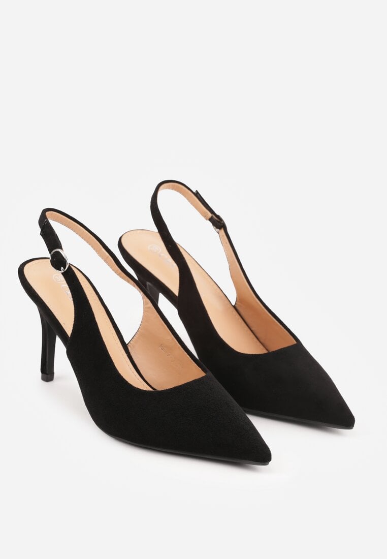 Czarne Sandały na Szpilce w Stylu Slingback Tarosie