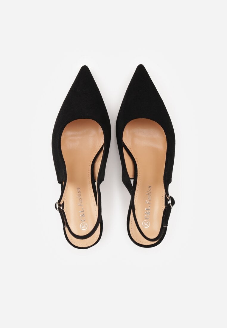 Czarne Sandały na Szpilce w Stylu Slingback Tarosie