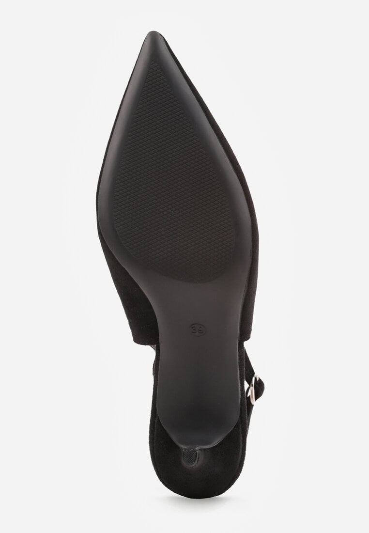 Czarne Sandały na Szpilce w Stylu Slingback Tarosie