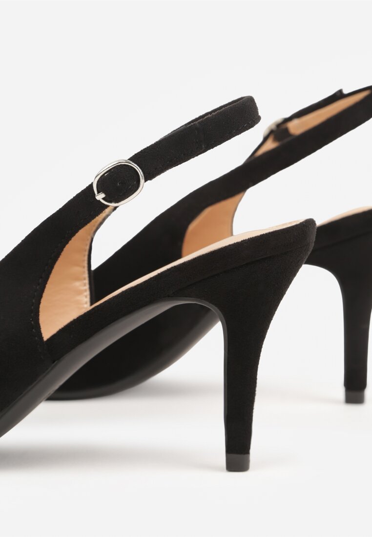 Czarne Sandały na Szpilce w Stylu Slingback Tarosie
