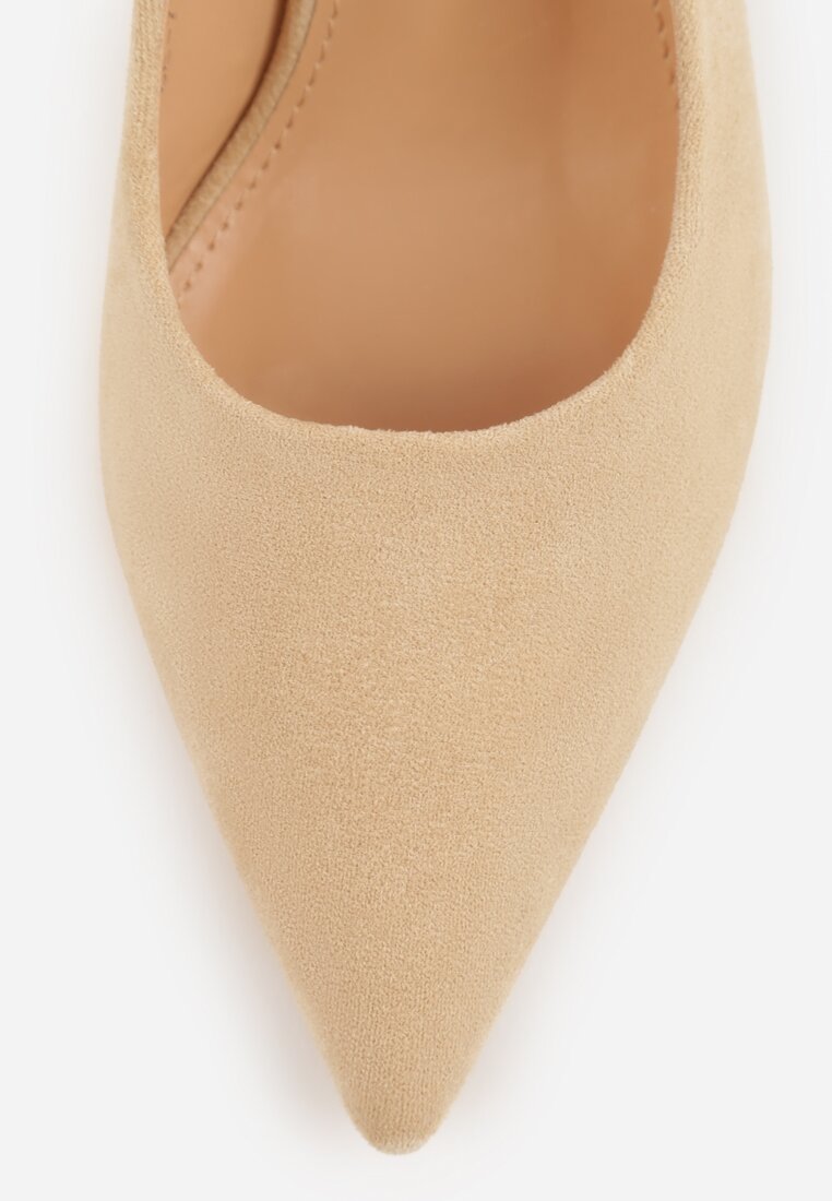 Beżowe Sandały na Szpilce w Stylu Slingback Tarosie