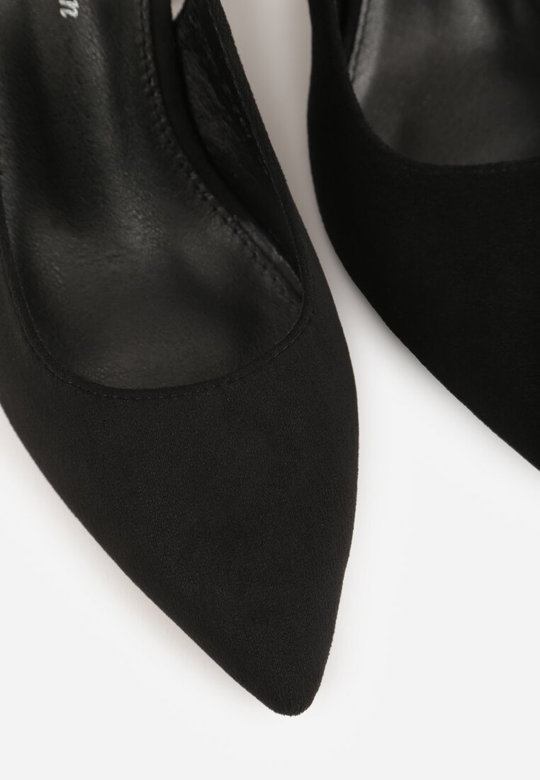 Czarne Czółenka na Słupku Typu Slingback Tareina
