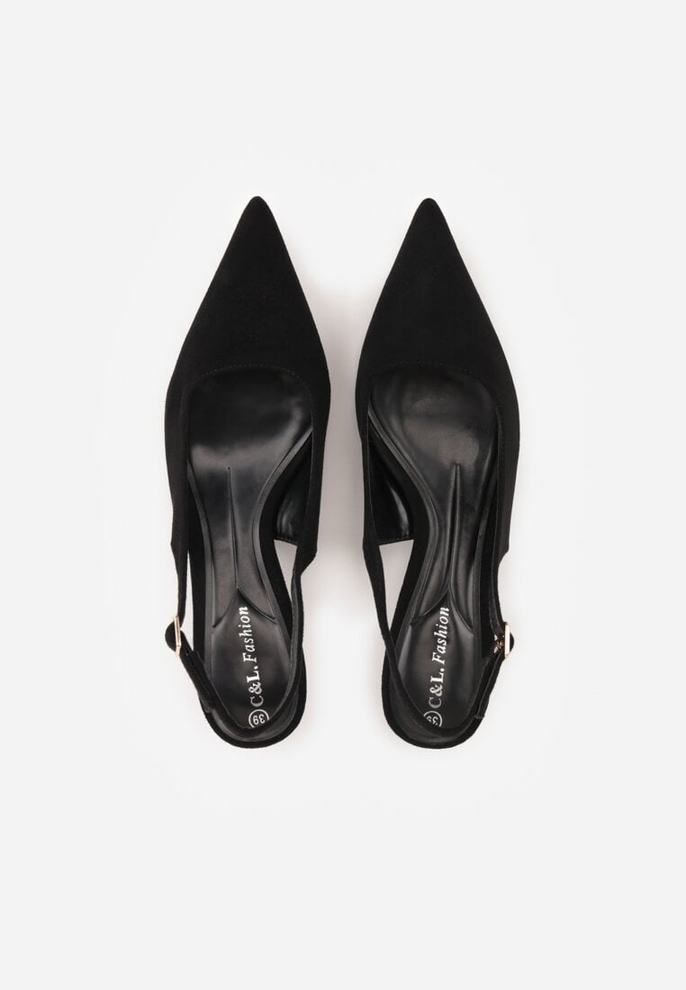 Czarne Sandały Slingback na Szpilce Kaczuszce Vetilia