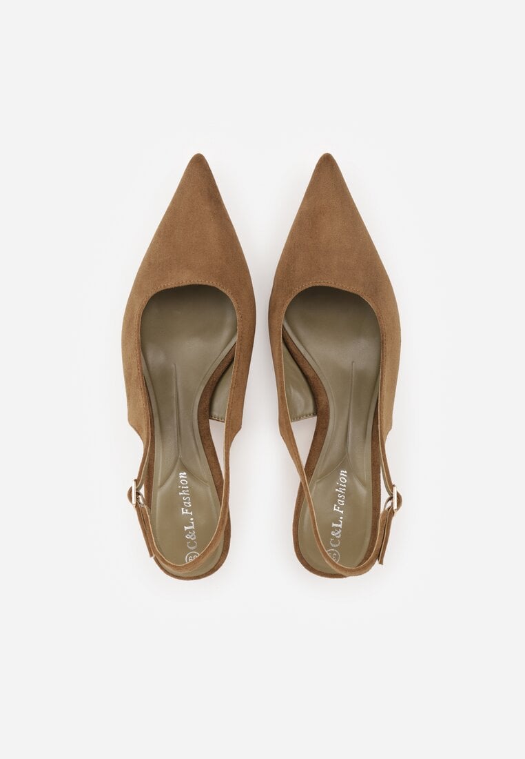 Zielone Sandały Slingback na Szpilce Kaczuszce Vetilia