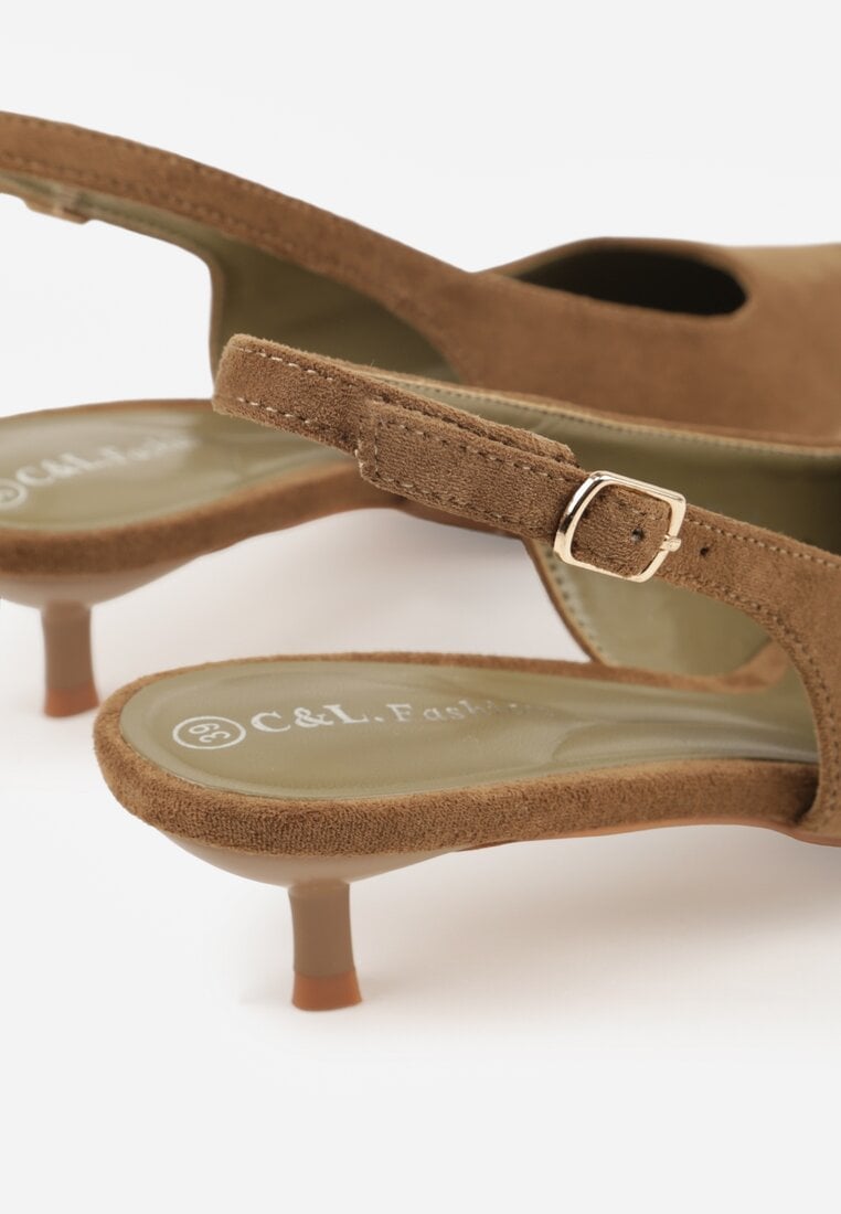 Zielone Sandały Slingback na Szpilce Kaczuszce Vetilia