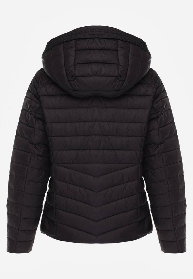 Czarna Przejściowa Kurtka Pikowana z Kapturem z Możliwością Odpięcia Pretiga