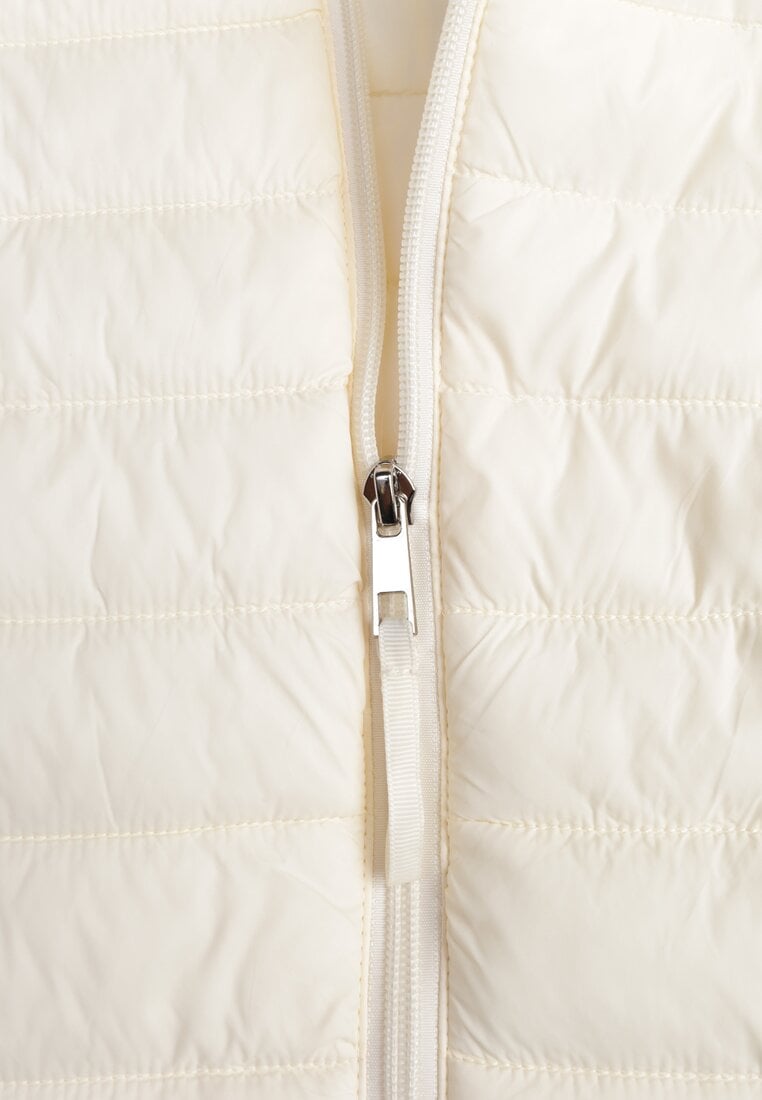 Jasnobeżowa Przejściowa Kurtka Pikowana z Kapturem z Możliwością Odpięcia Pretiga