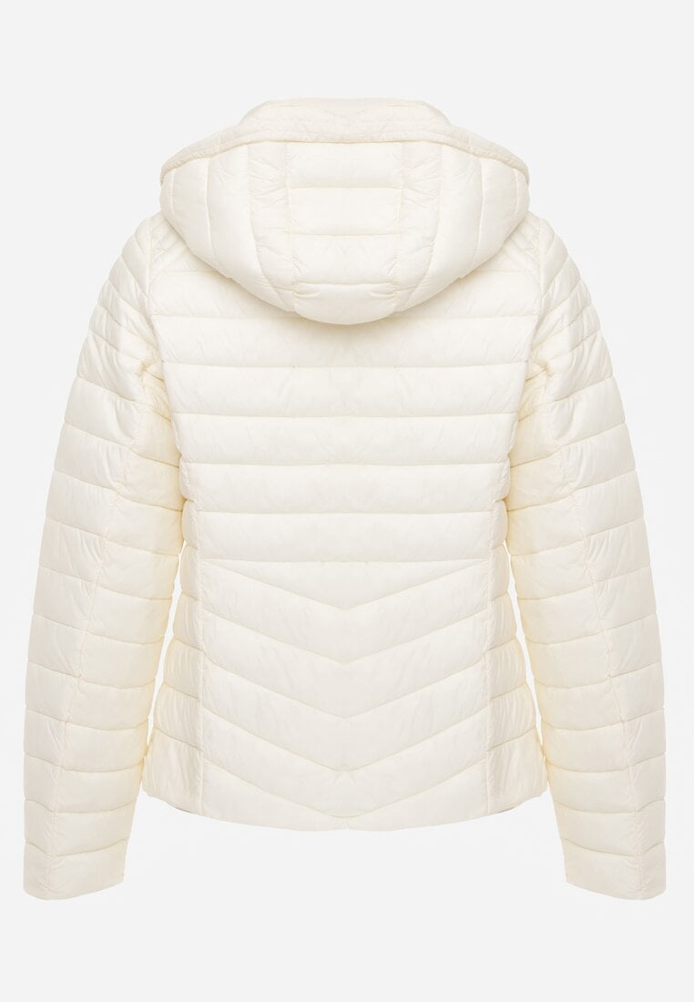 Jasnobeżowa Przejściowa Kurtka Pikowana z Kapturem z Możliwością Odpięcia Pretiga