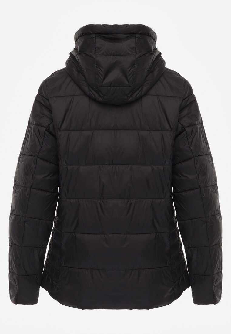 Czarna Pikowana Kurtka Przejściowa z Kapturem Learithra