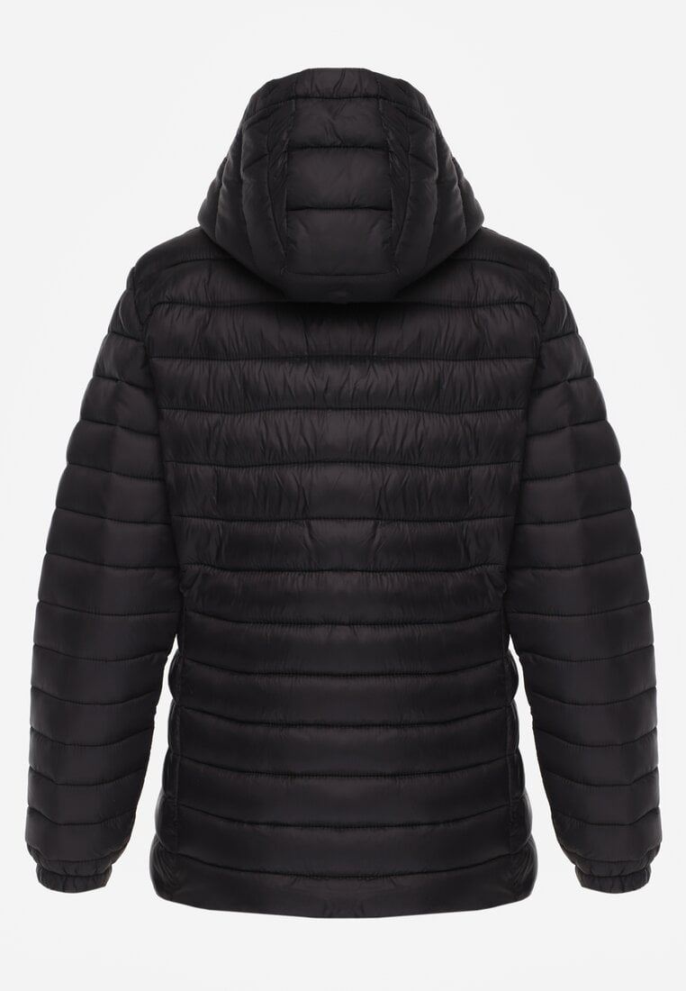 Czarna Pikowana Kurtka Przejściowa z Kapturem z Możliwością Odpięcia Feziel