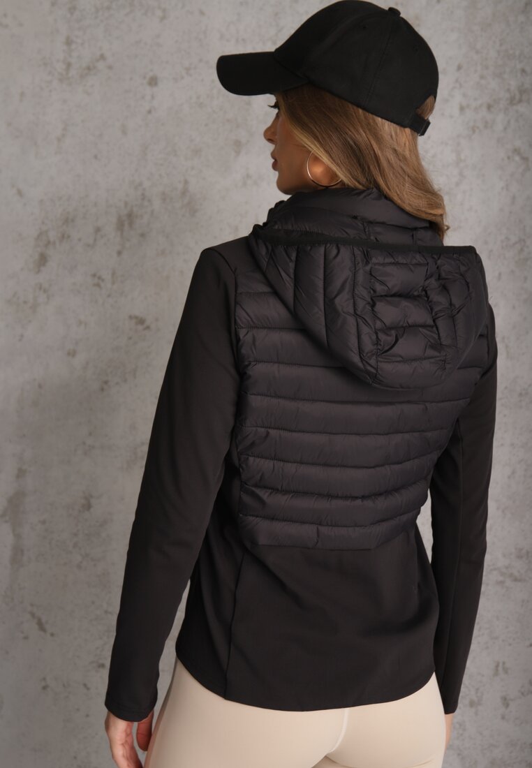 Czarna Przejściowa Kurtka z Pikowaniem i Elastycznymi Rękawami Salisia