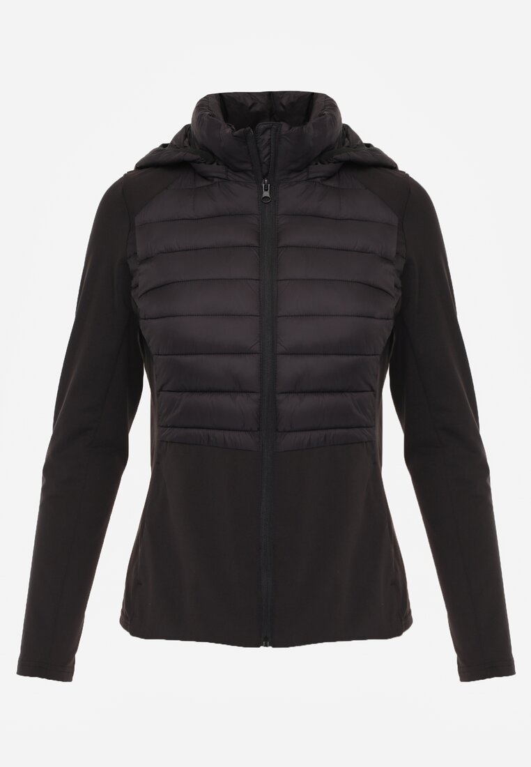 Czarna Przejściowa Kurtka z Pikowaniem i Elastycznymi Rękawami Salisia