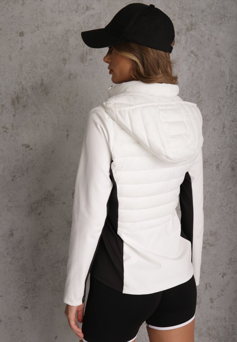 Biała Przejściowa Kurtka z Pikowaniem i Elastycznymi Rękawami Salisia