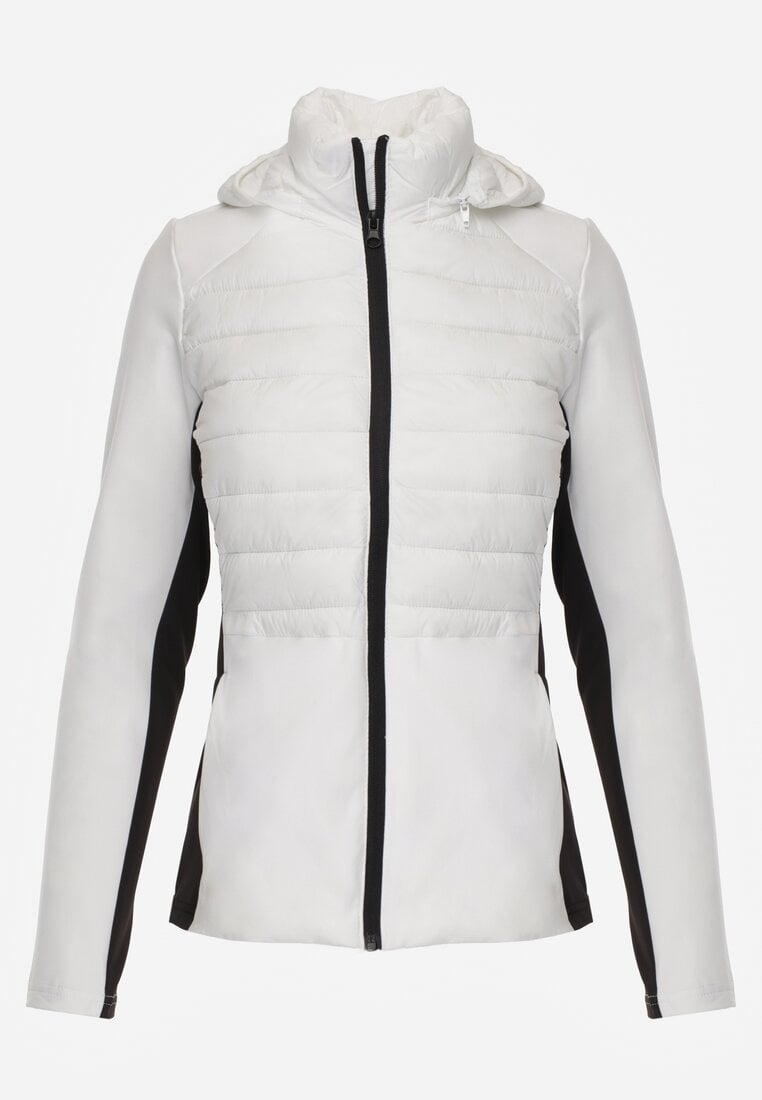 Biała Przejściowa Kurtka z Pikowaniem i Elastycznymi Rękawami Salisia