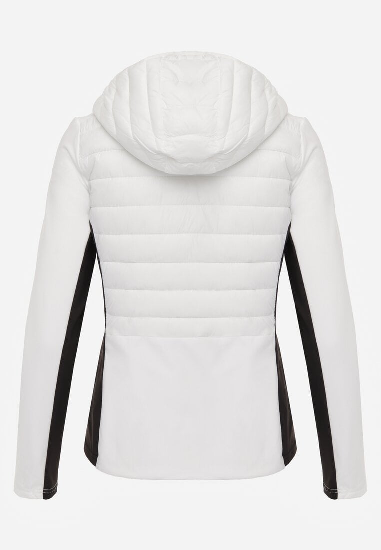 Biała Przejściowa Kurtka z Pikowaniem i Elastycznymi Rękawami Salisia