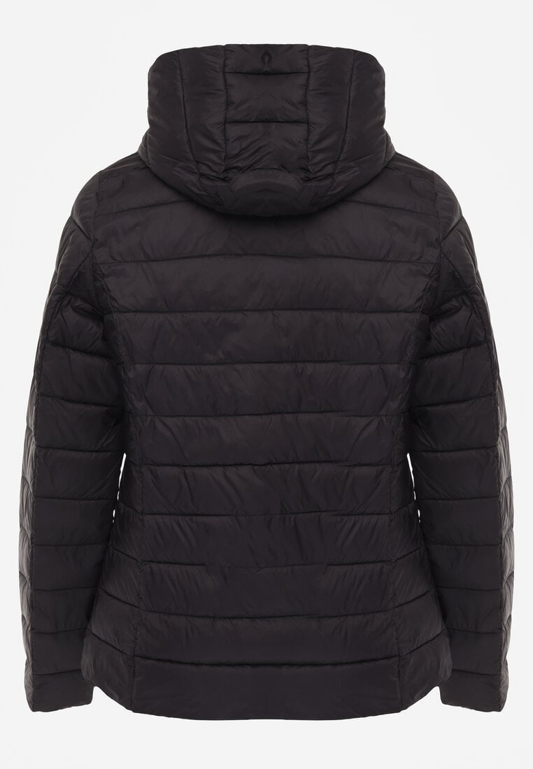 Czarna Pikowana Kurtka Przejściowa z Kapturem Pretirra