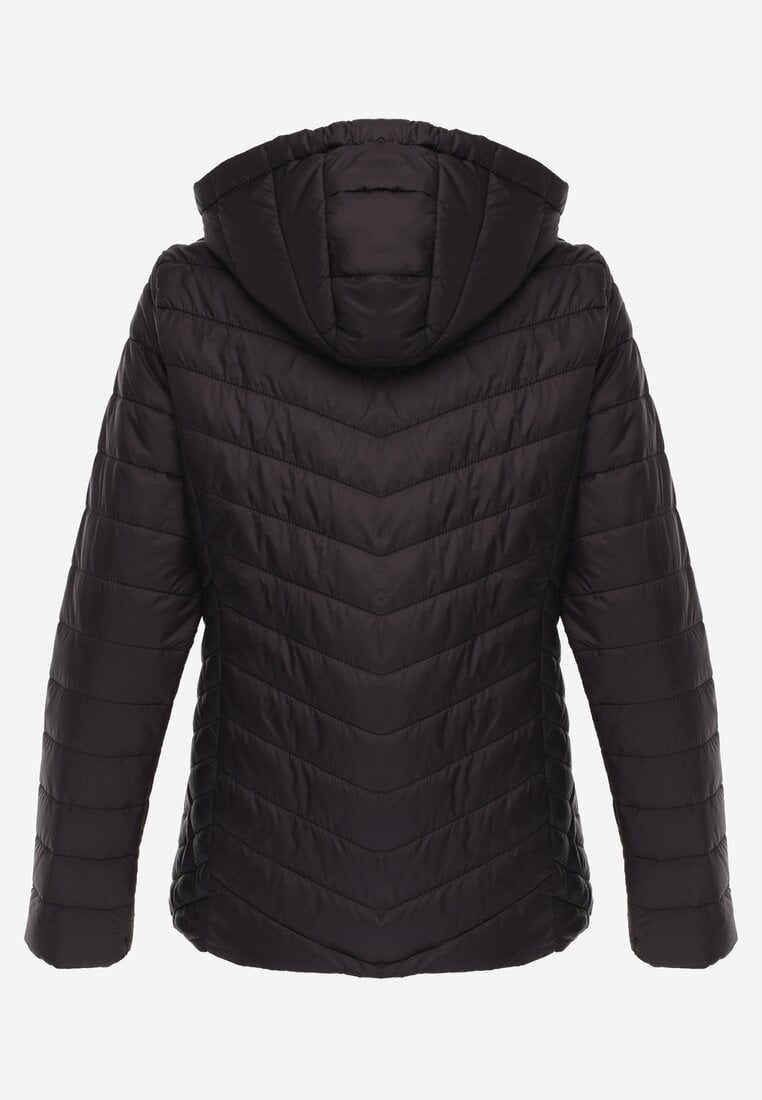 Czarna Kurtka Przejściowa z Pikowaniem i Odpinanym Kapturem Edielitia
