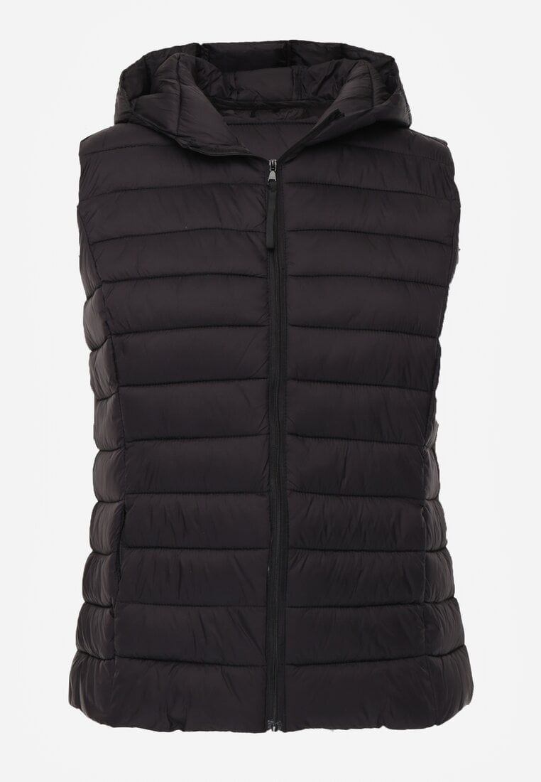 Czarna Przejściowa Kamizelka z Pikowaniem i Kapturem Neatwenna